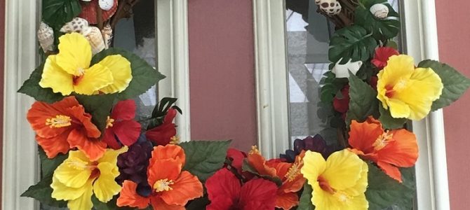 玄関リースはsummer versionに！ストローの袋はRoseに！